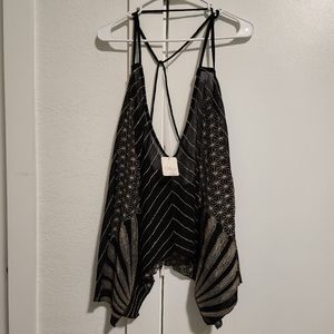 Free People Relaxed Fit Black Knit Tank Top L